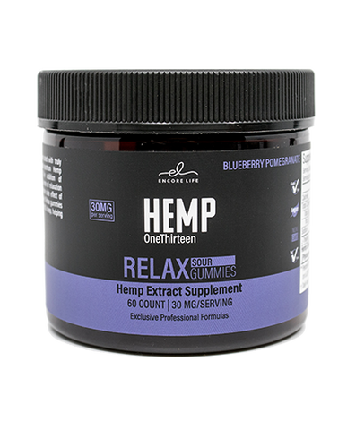 HEMP One Thirteen Relax Sour Gummies Blueberry Pomegranate 60 Gummies