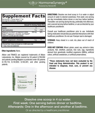 Neuro Magnesium L-Threonate Powder – Brain, Memory & Sleep Support | RetzlerRx® UNFLAVORED