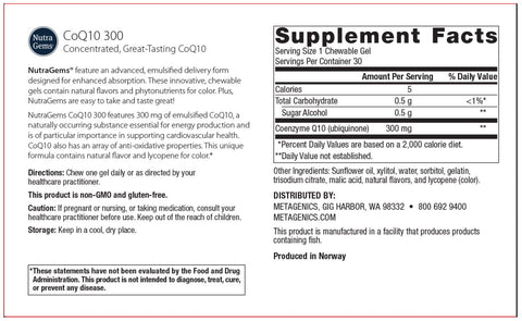 Nutra Gems® CoQ10 300 by Metagenics