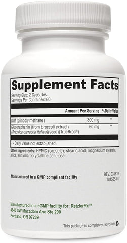 DIM Diindolylmethane with Glucorphinin - 120 Capsules by RetzlerRx™