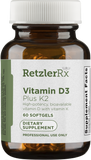 Vitamin D3 5000 IU Plus K2 60 Softgels by RetzlerRx™