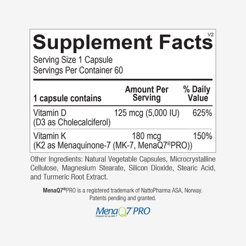 Synergy D3K2 PRO – 5,000 IU Vitamin D3 + 180 mcg K2 for Optimal Health