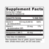 Vitamin D3 5000 Plus K2 - High Potency D3 & K2 MK-7 110 mcg  2-in-1 Support