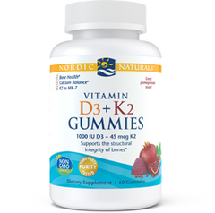 Nordic Naturals Vitamin D3+K2 Gummies Pomegranate 60 Gummies