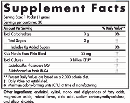 Kids Nordic Naturals Flora Probiotic Pixies Berry 30 Packets