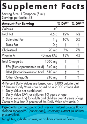 Nordic Naturals Arctic Cod Liver Oil Orange 8 fl oz