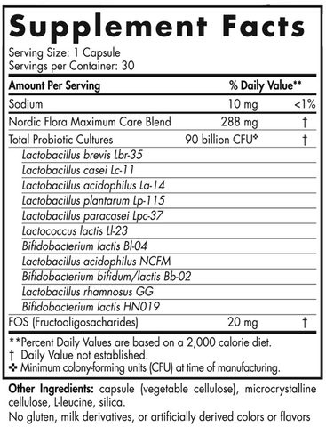 Nordic Flora Probiotic Maximum Care 30 Capsules