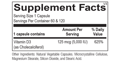 Vitamin D3 5,000 IU 60 capsules by RetzlerRx™