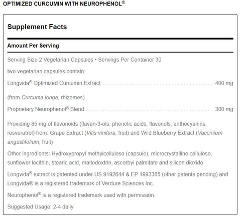 Optimized Curcumin with Neurophenol